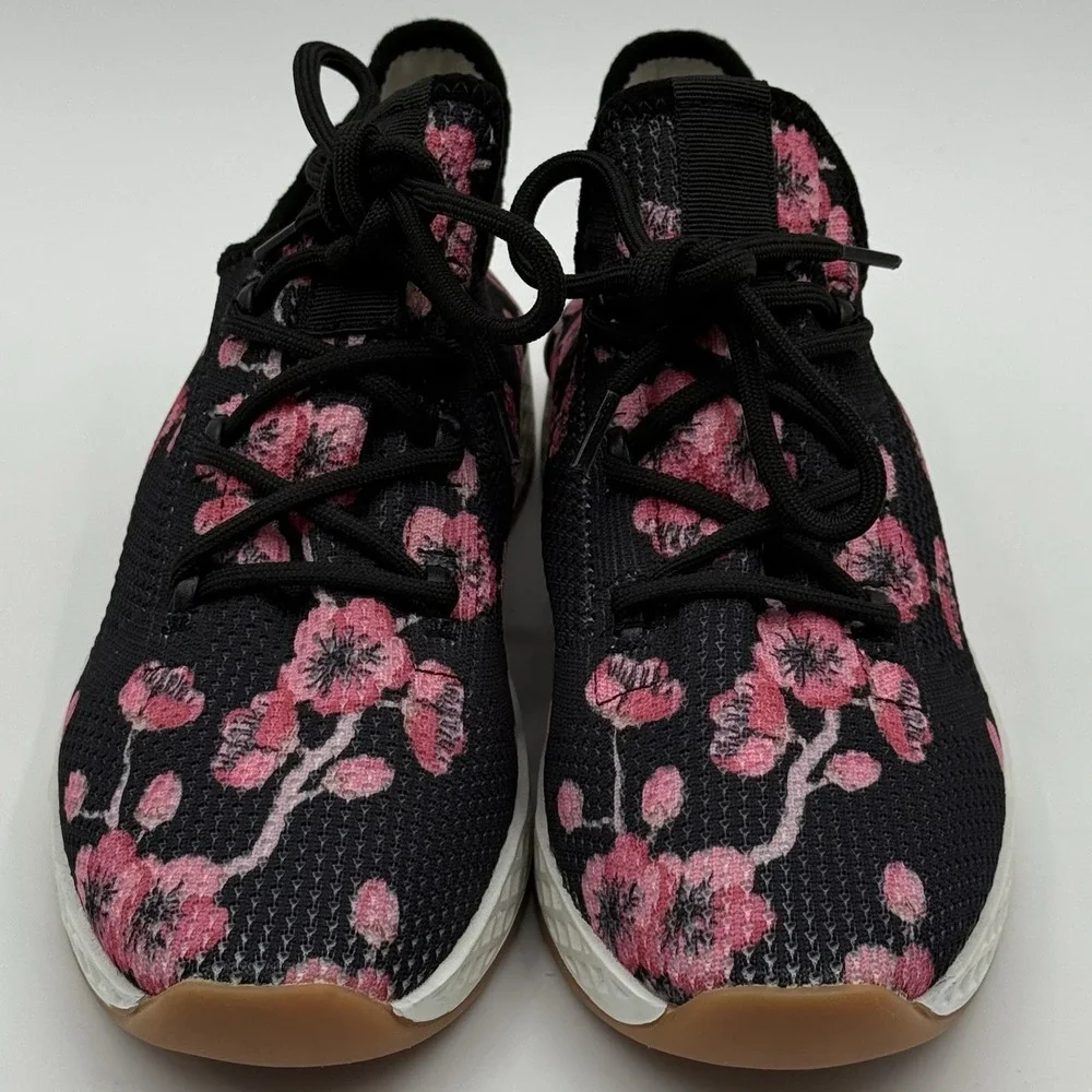 Urban Sport‎ By J/Slides Black Pink Cherry blossom? Mesh Knit Sneakers Sz 7